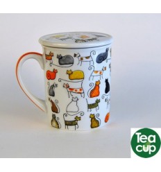 tazas de te con filtro y tapa gatitos