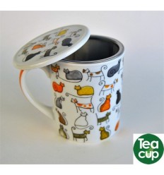 tazas de te con filtro y tapa gatitos 2